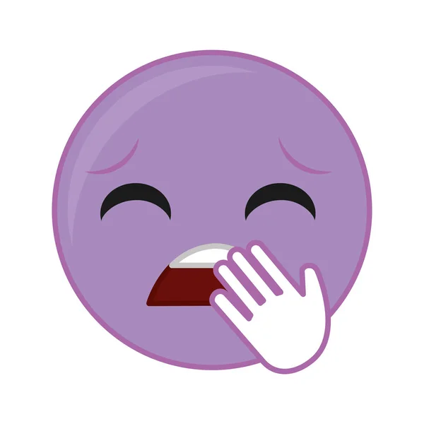 Bocejo rosto gesto emoji expressão —  Vetores de Stock