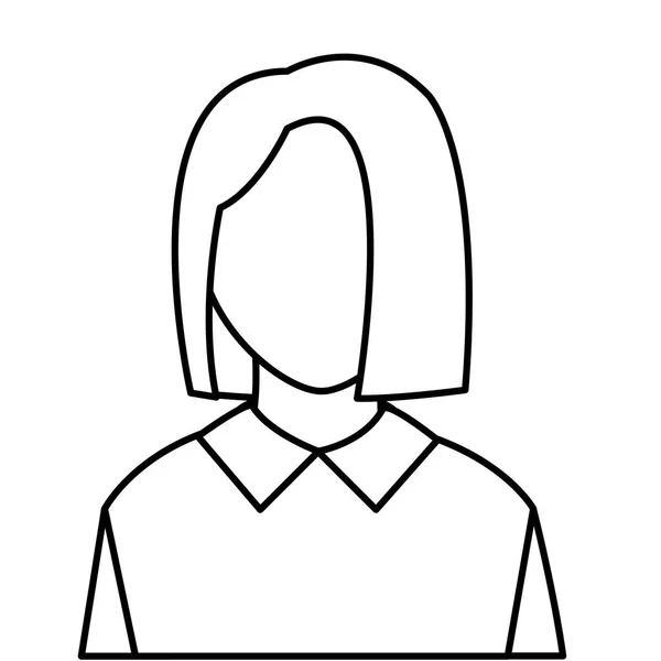 线头像女人与优雅的衬衫和不露面 — 图库矢量图片