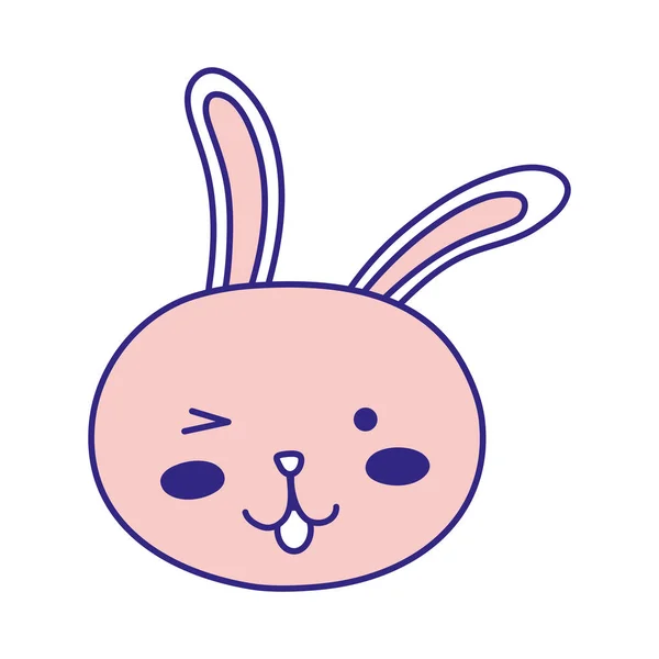 Colore pieno divertente testa di coniglio animale cartone animato — Vettoriale Stock
