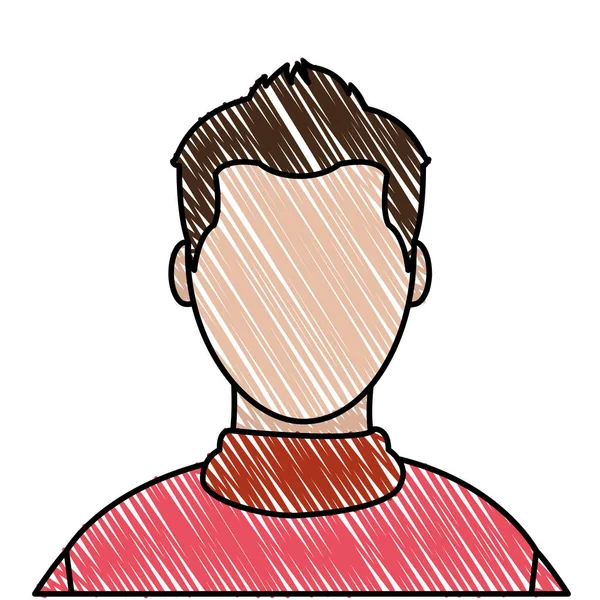 Doodle uživatele muž s vlasy a košile — Stockový vektor