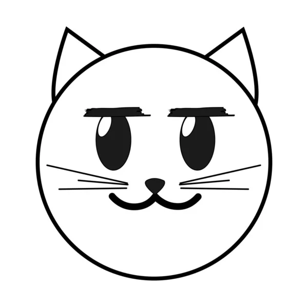 선 다행 고양이 얼굴 이모티콘 표현 — 스톡 벡터