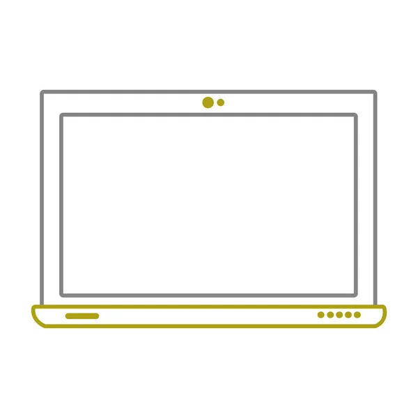 Yellow line electronic screen laptop technology icon — Stock Vector