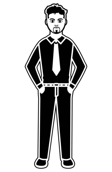 シャツとネクタイのデザインとシルエットのエレガントな男 — ストックベクタ