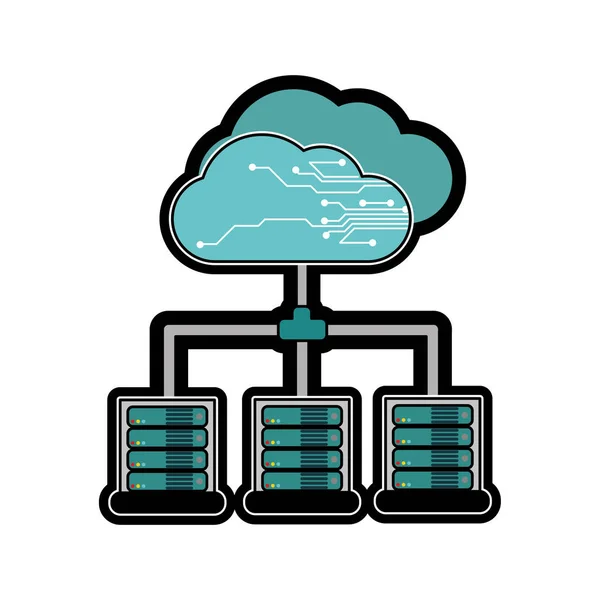 Alojamiento Web Del Centro Datos Tema Base Diseño Aislado Ilustración — Vector de stock