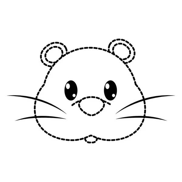 점선된 모양 마우스 머리 귀여운 동물 캐릭터 — 스톡 벡터