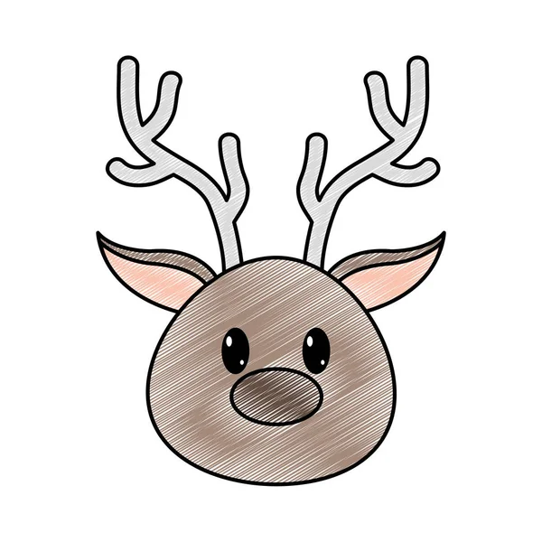 Grated reindeer head cute animal character — Stock Vector