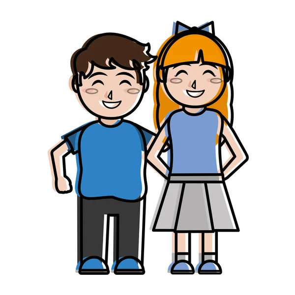 Mädchen und Junge Cartoon-Design — Stockvektor