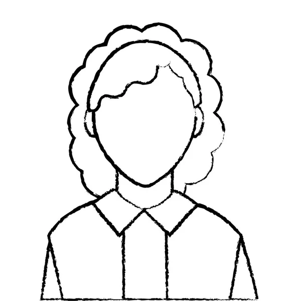 Grunge avatar mulher com blusa e rosto padrão —  Vetores de Stock