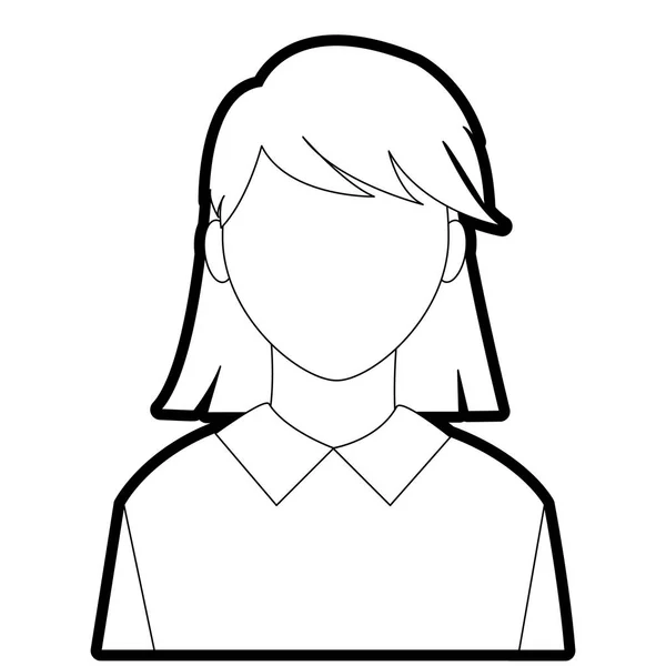 Contour avatar femme avec chemisier sans visage et élégant — Image vectorielle