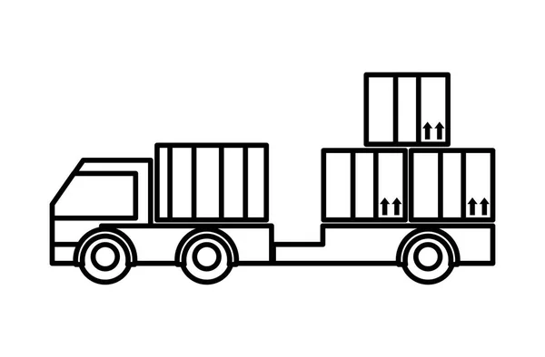 Γραμμή μεταφοράς φορτηγό παράδοσης με υπηρεσία πακέτα — Διανυσματικό Αρχείο