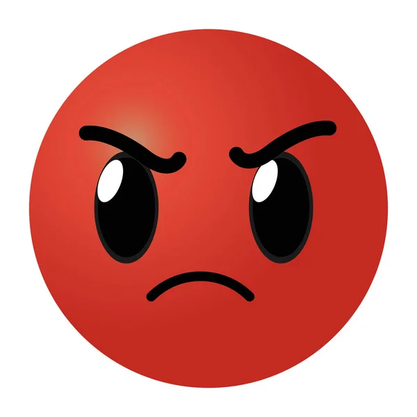 Ekspresi emoji wajah marah merah - Stok Vektor