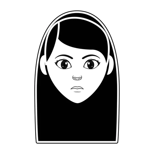 Silhouette femme tête utilisateur avec expression faciale — Image vectorielle