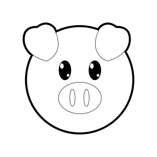 Contour tête de porc caractère animal mignon — Image vectorielle