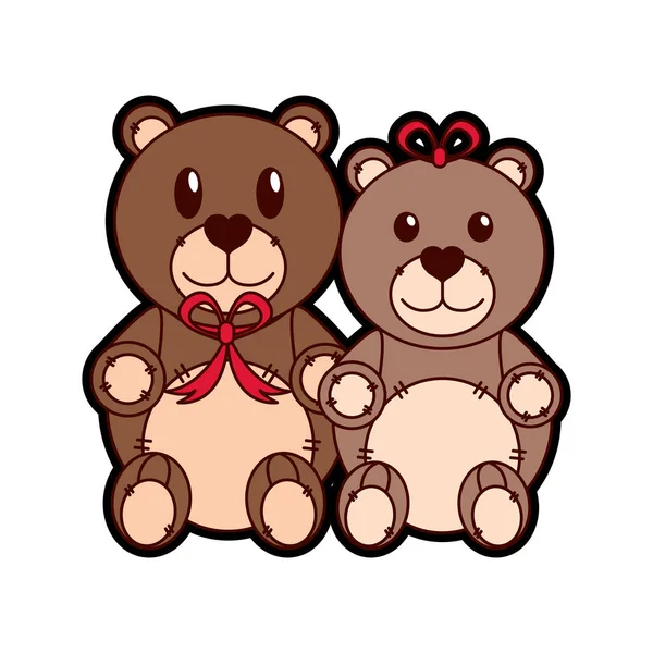 Teddy design coppia orsacchiotto — Vettoriale Stock