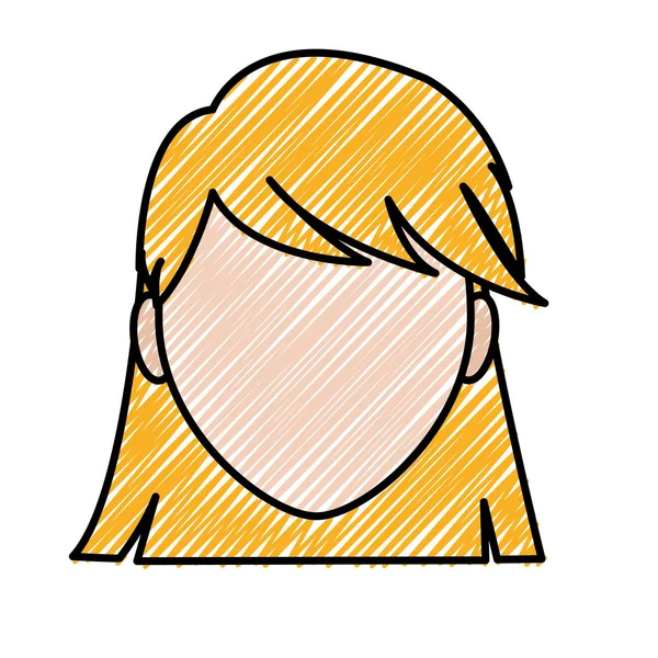 Doodle avatar mulher sem rosto com design de penteado — Vetor de Stock