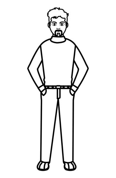 Ligne homme élégant avec chemise et pantalon style — Image vectorielle