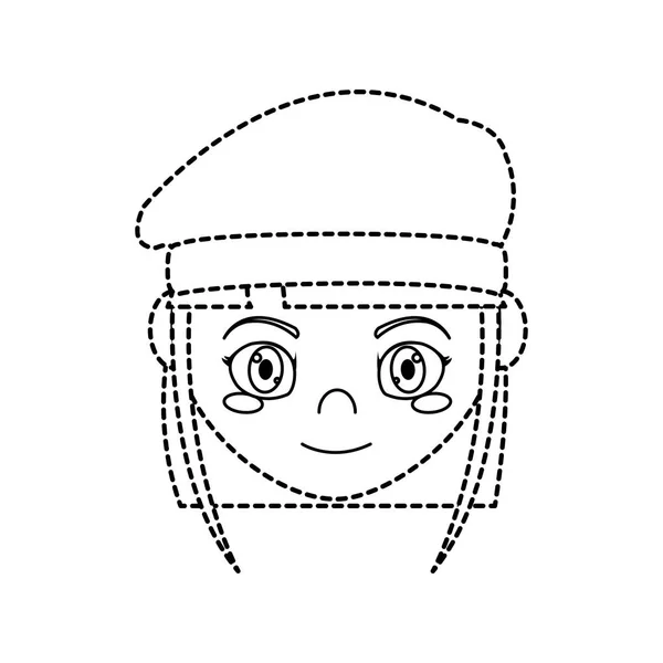 女孩与冬天帽子设计 — 图库矢量图片