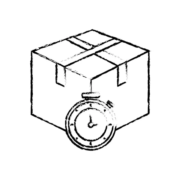 Коробка Хронометр Доставки Логистика Тема Изолированный Дизайн Векторная Иллюстрация — стоковый вектор
