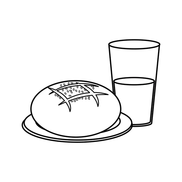 Хлеб Стакан Молока Хлебобулочных Продуктов Питания Кулинарная Магазин Тема Изолированный — стоковый вектор