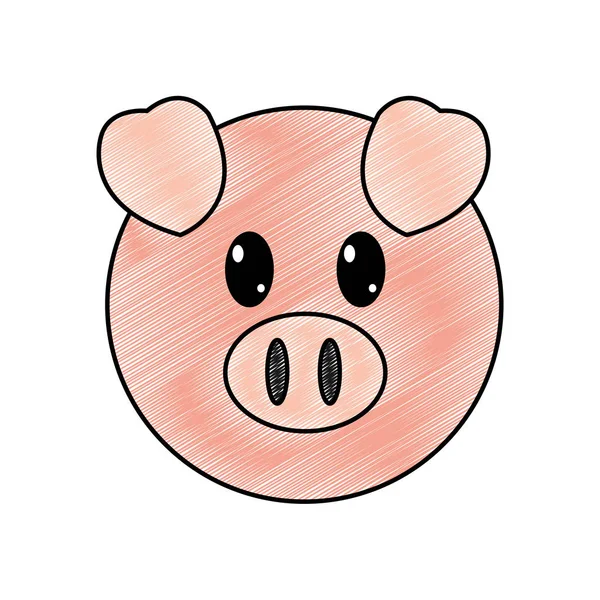 Tête de porc râpé caractère animal mignon — Image vectorielle