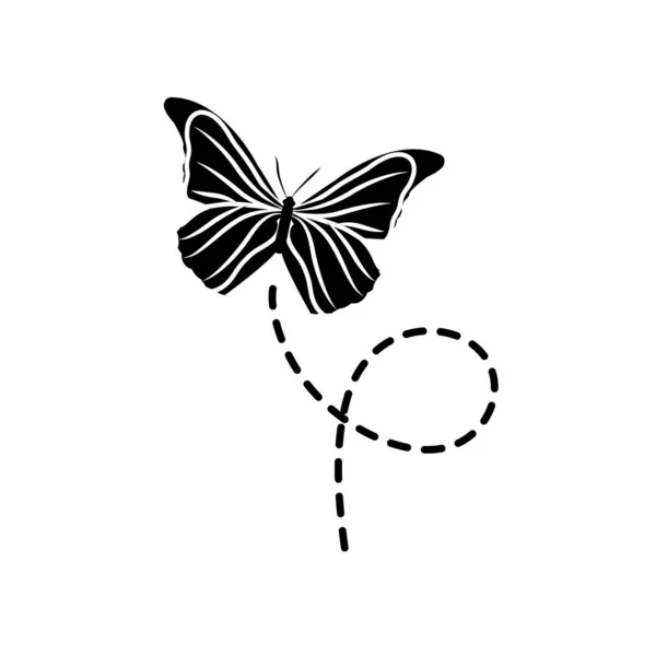 シルエットかわいい蝶昆虫動物飛行 — ストックベクタ
