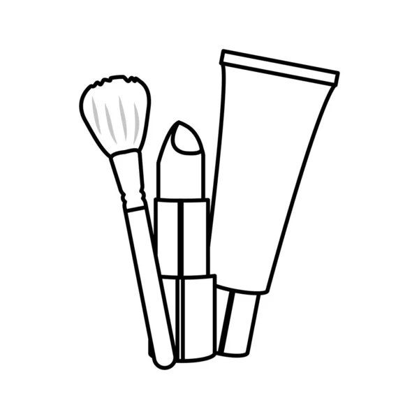 Crema de lápiz labial y diseño de pincel — Vector de stock