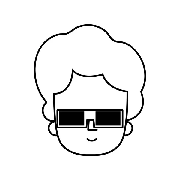Linha homem com design de penteado e óculos — Vetor de Stock