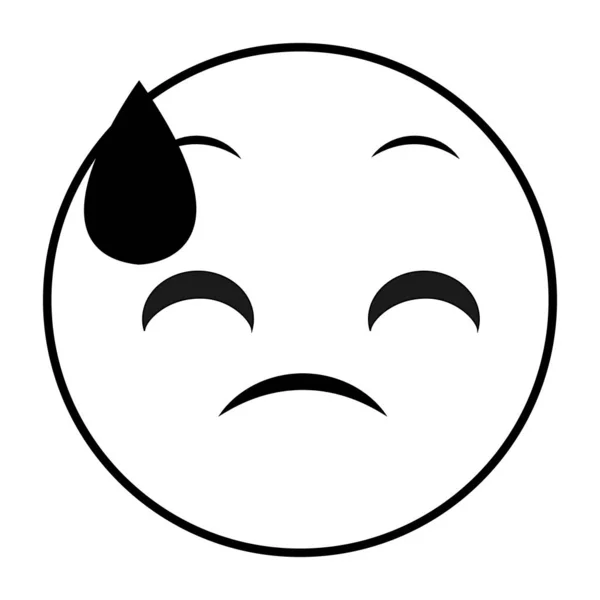 Line sweating face gesture emoji expression — Stock Vector