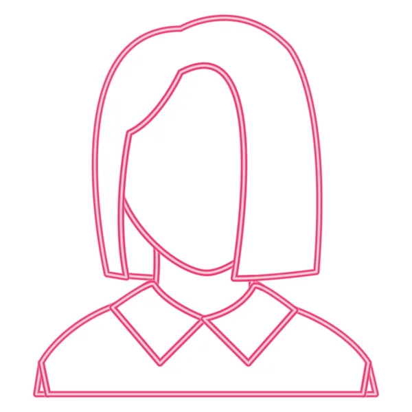 Kobieta avatar linia Neon z elegancką bluzkę i bez twarzy — Wektor stockowy