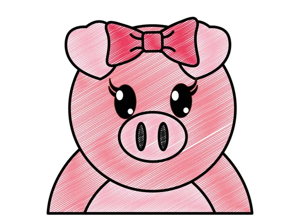 Râpé adorable femelle porc mignon animal — Image vectorielle