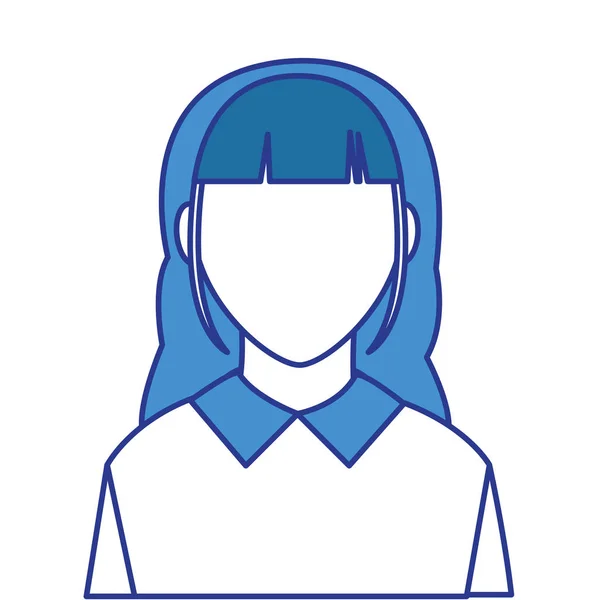 Avatar de couleur femme avec visage et chemisier par défaut — Image vectorielle