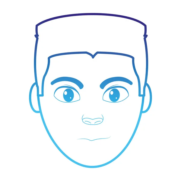 Bozulmuş çizgi adam baş kullanıcı yüz ifadesi ve saç modeli ile — Stok Vektör
