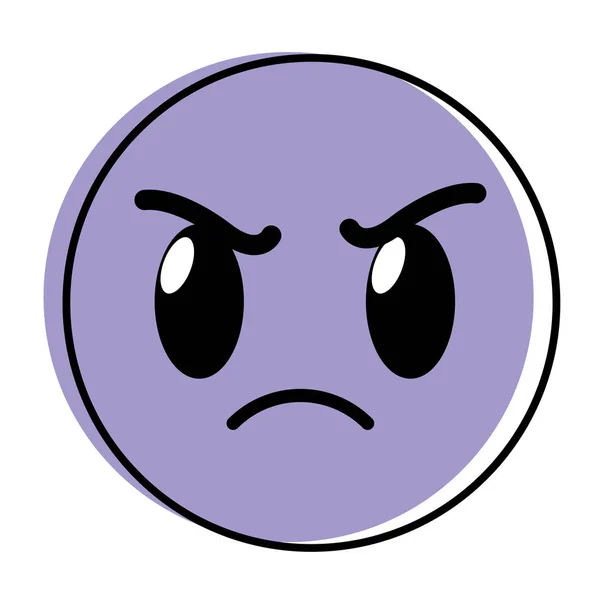 Bewegt Farbe wütend Gesicht Geste Emoji Ausdruck — Stockvektor