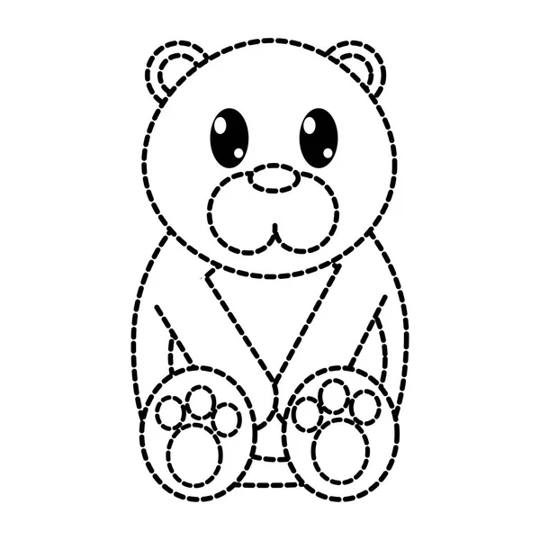 Forme pointillée ours mignon caractère animal sauvage — Image vectorielle