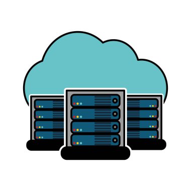 Veri Merkezi barındırma web ve Tema izole tasarım vektör çizim temel