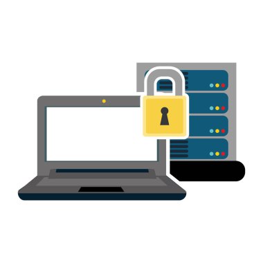 Veri Merkezi barındırma web ve Tema izole tasarım vektör çizim temel