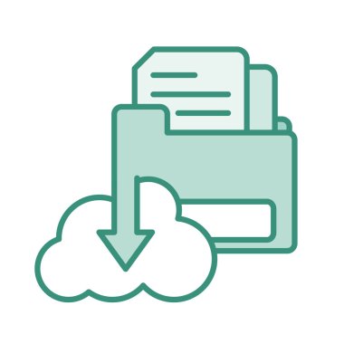 Duo renkli belgeleri dosya klasörü ve indirme bulut içinde