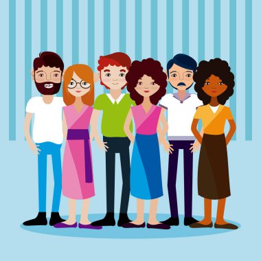 Genç kadın ve erkek çizgi film illüstrasyon grafik tasarım vektör