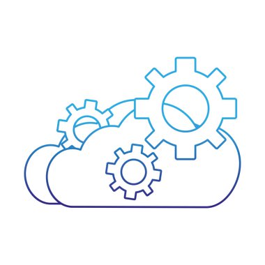 Bulut depolama teknolojisi ve sanal Tema izole tasarım vektör çizim bilgisayar