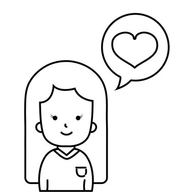 satır kadın saç tasarım ve kalp sohbet kabarcığı