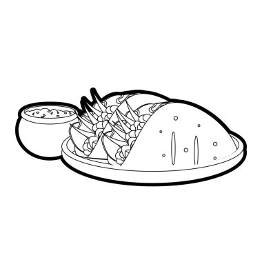 Meksika yemeği ve geleneksel yemekleri Tema izole tasarım vektör çizim börek