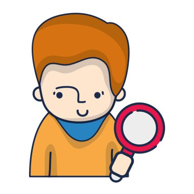 Erkek saç modeli ve Büyüteç camı nesne ile