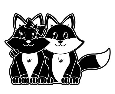 siluet fox iki sevimli hayvan birlikte