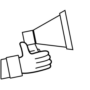 çizgi adam el ile megafon hoparlör haber