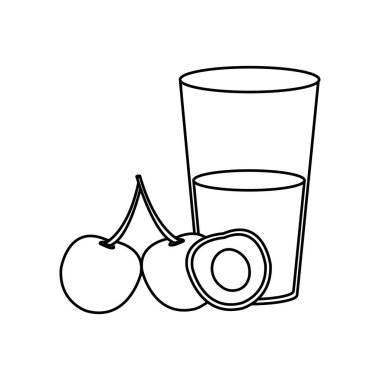 Kiraz ve suyu meyve sağlıklı ve organik gıda Tema izole tasarım vektör çizim