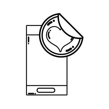 satır smartphone teknoloji ile kalp sticker etiket