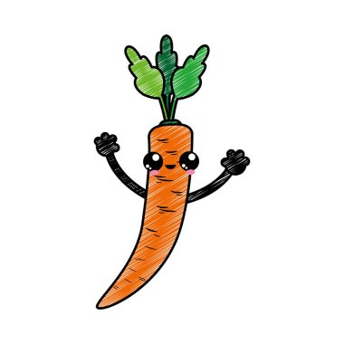 Havuç sebze sağlıklı ve organik gıda Tema izole tasarım vektör çizim