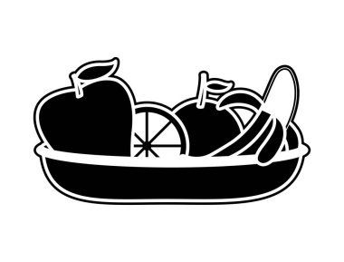 Elma muz ve portakal meyve sağlıklı ve organik gıda Tema izole tasarım vektör çizim