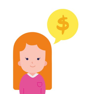 renkli kadın sohbet kabarcığı bluz ve dolar simgesiyle