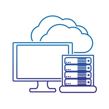 Veri Merkezi barındırma web ve Tema izole tasarım vektör çizim temel